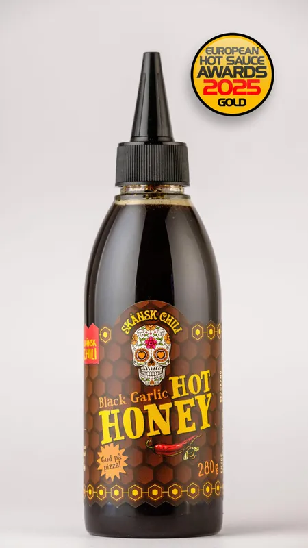 Skånsk - Swedish Black Garlic Hot Honey - ORIGINAL - (Heat Level 5)